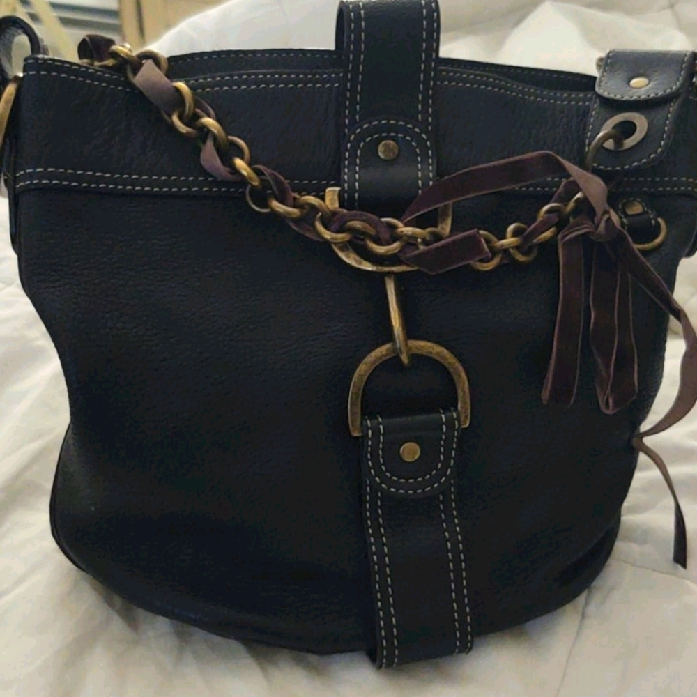Vintage J Crew Black Leather Bag